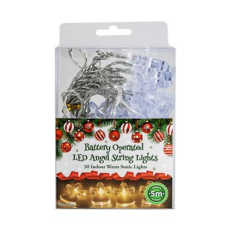 Christmas Battery Operated LED Angel Lights, 5m, Warm White